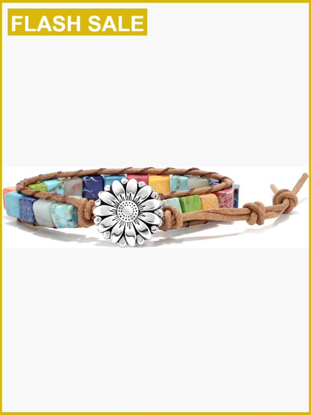 Real Stone 7 Chakra Wrap Bracelet Boho Leather Adjustable Unisex